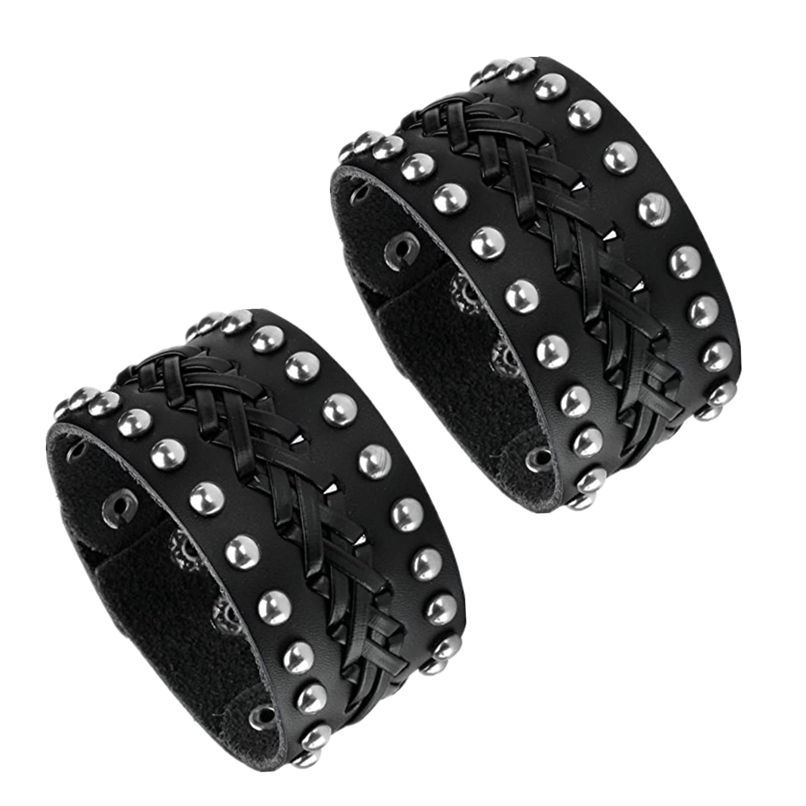 MILAKOO Punk Gothic Herren PU Leder Armband Manschette Armreif Braun schwarz Set E1 Angebot bei HelloDeals