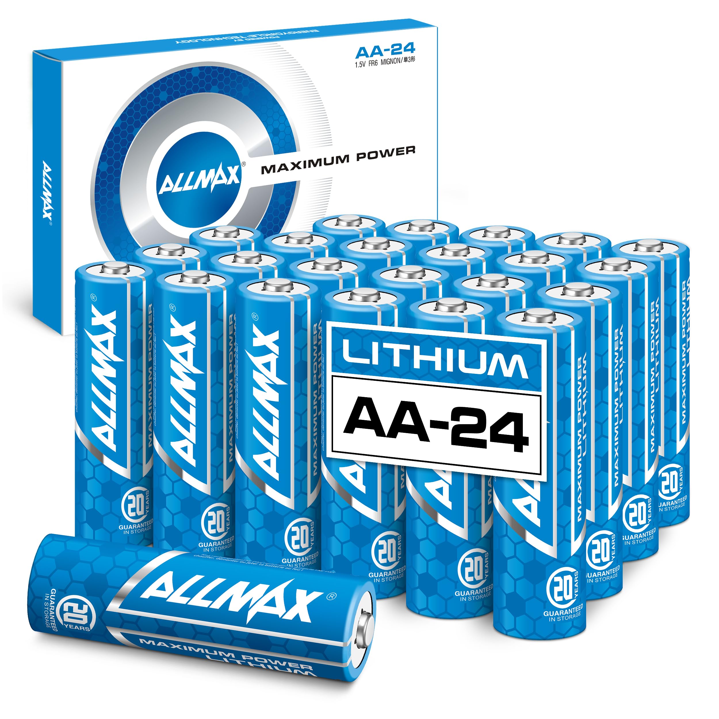 Allmax AA Mignon (FR6) Maximum Power Lithium Batterien (24 Stück) – Längste Lebensdauer, auslaufsicher, 20 Jahre Haltbarkeit, ultimative Leistung, perfekt für Blink Sicherheitskameras (1,5 V) 24 Stück (Packung mit 1) Angebot bei HelloDeals