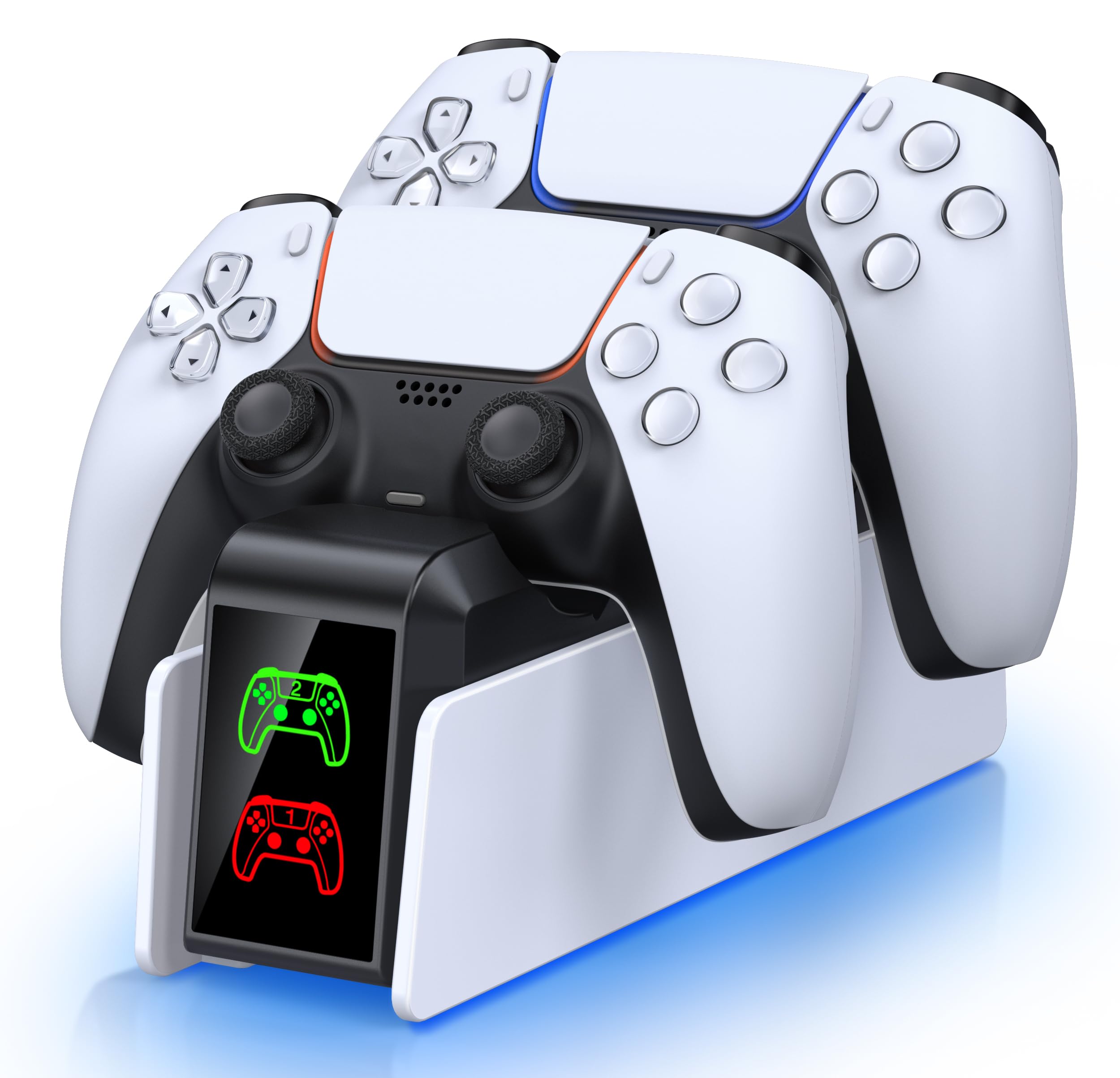 PS5 Controller Ladestation, Dual Fast Charger Dock für PS5 & PS5 Elite Controller mit LED-Display, 3 Stunden Schnellladung, USB Anschluss & Aufbewahrung Weiß Angebot bei HelloDeals