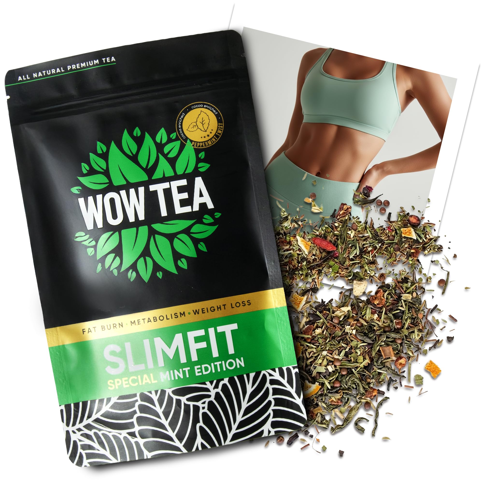 WOW TEA Slimfit Kräutertee 21 Tage Mint – Aromatische Kräutermischung mit Grüntee, Mate & Himbeerblättern – Tee-Routine für bewusste Momente Einheitsgröße Angebot bei HelloDeals