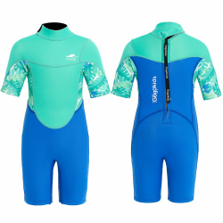 Gogokids Shorty Neoprenanzug Kinder, 2,5mm Neoprenanzüge Rückenreißverschluss Kleinkinder Kurze Nassanzüge Komfort & Wärme, UV Neopren für Schwimmen, Schnorcheln und Surfen, Alter 2-8 Jung Mädchen Grün 5(105-112cm,18-20kg) Angebot bei HelloDeals
