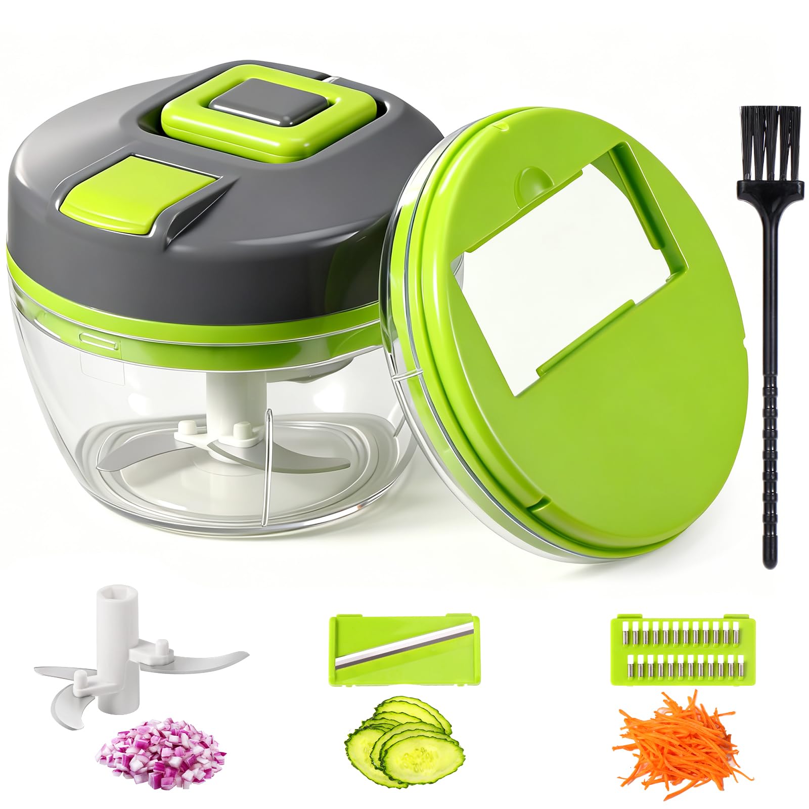 Diboniur Zwiebel Zerkleinerer Manuell, 520ML Zwiebelschneider Multizerkleinerer Manuell, Ohne Strom, 3-in-1 Küchenhelfer für Kleine Räume (Grün) Angebot bei HelloDeals