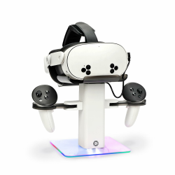 Design-Ladestation, kompatibel mit Meta Quest 3S/Quest 3 Zubehör, vertikaler RGB-Ladeständer, LED-Licht unten und Rutschfester Matte (weiß) Angebot bei HelloDeals
