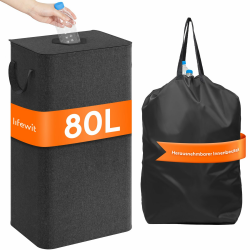 Lifewit 80L Pfandflaschen Sammelbehälter mit Deckel, Groß Pfandflaschen Aufbewahrung, Behälter Leergut & Altglas Aufbewahrung, Flaschensammler mit Loch Küche Abstellraum Flaschentasche, Dunkelgrau Dunkelgrau 80L Angebot bei HelloDeals