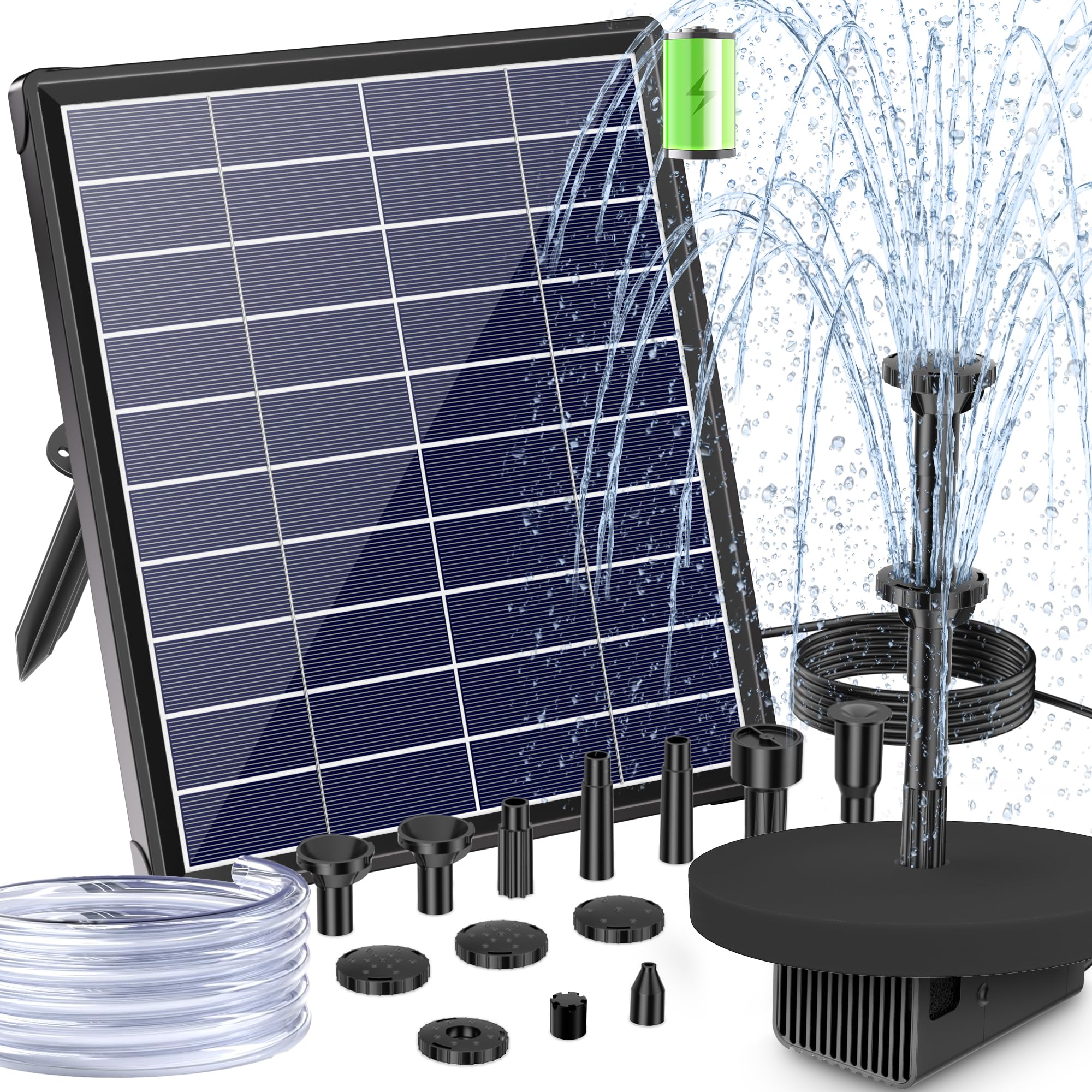 POPOSOAP Solar Springbrunnen für Außen, 6,5 W 240 L/h Solarbrunnen mit integriertem 3000 mAh Akku, Stabiler Sprühbetrieb für Gartenteich, Vogeltränke und Gartens Wasserspielereien 6,5W Angebot bei HelloDeals