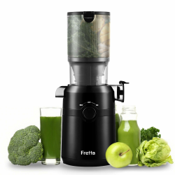 Fretta Entsafter,Slow Juicer mit 108MM Breite und Größere Fütterungsröhre,Füllvolumen für ganze Gemüse und Obst,BPA-frei Tritan-Material Entsafter,Einfacher Installation,200W 1L Schwarz Angebot bei HelloDeals