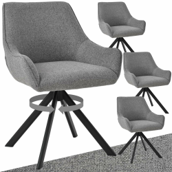 Esszimmerstühle Drehbar 4er Set mit Armlehne – 360°Drehbar Polsterstuhl Leinen Modern Drehstuhl Küchenstuhl mit Metallgestell und Rückenlehne für Esszimmer, Wohnzimmer, Büro, Hellgrau 4 Leinen-hellgrau 4er Angebot bei HelloDeals