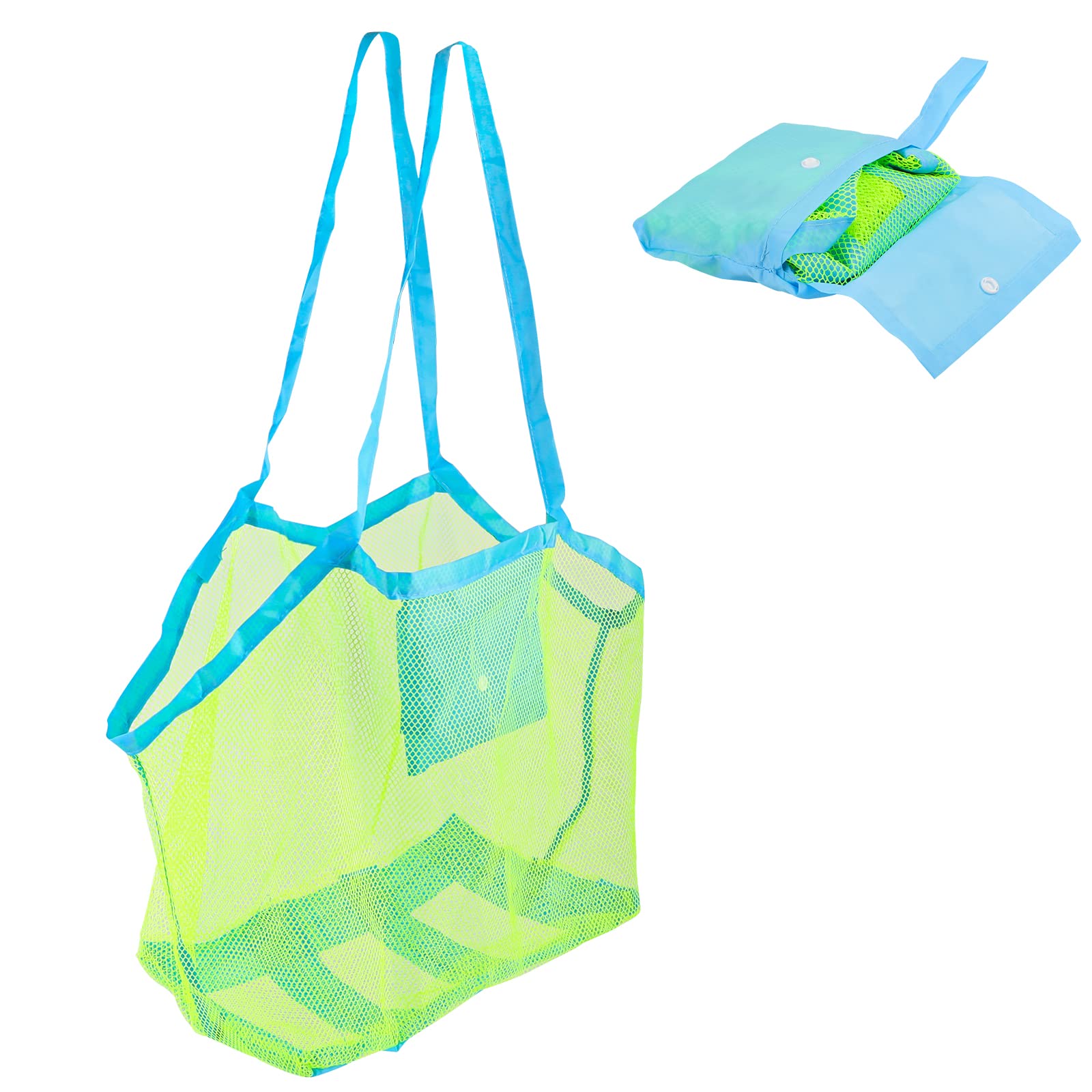 Strandspielzeug Tasche Groß, Strandtasche Netztasche für Sandspielzeug Wasserspielzeug, Wiederverwendbare und Faltbare Kinder Aufräumsack für Strand Picknick/Schwimmbad/Wäschesack/Familie Urlaub 1 Angebot bei HelloDeals