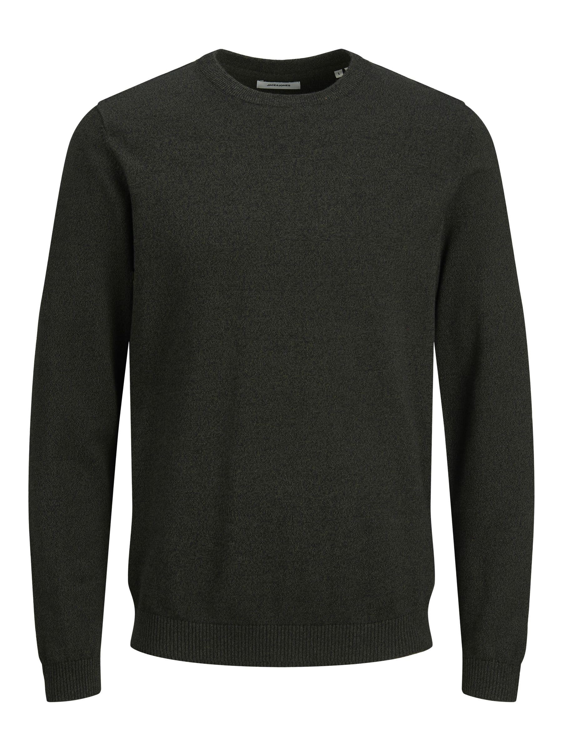 JACK & JONES Male Strickpullover Einfarbig Strickpullover L Forest Night/Detail:twisted With Black Angebot bei HelloDeals