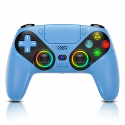 GGiking RGB Wireless Controller für PS5/Pro/Slim & PCs, Bluetooth Gamepad mit Paddles, Touchpad, Macro, Turbo, Dual-Vibration, 6-Achsen-Sensor, 3,5mm Audio-Jack & Lautsprecher - Blau #Morgennebelblau Angebot bei HelloDeals