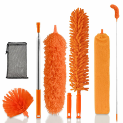 7 Stücke Staubwedel Teleskop Waschbar Set, Mikrofaser Duster mit Teleskopstange Usziehbar bis 237cm, Staubwischer für Lücken Spinnweben Decke, Keine Leiter Erforderlich Angebot bei HelloDeals