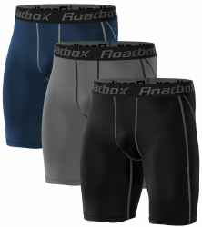 Roadbox 1, 2 oder 3 Pack Herren Kompressionsshorts, Schnelltrocknendes Base Layer Unterhose Tights Kurz Laufunterwäsche 3er Pack: Schwarz, Grau, Marineblau L Angebot bei HelloDeals