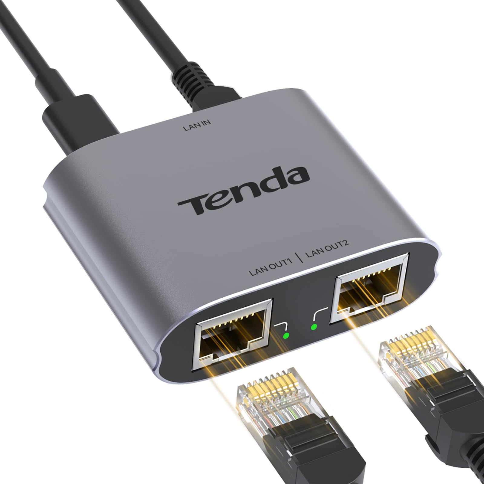 Tenda LAN Splitter 1 auf 2, Gigabit LAN Switch 2 Port Ethernet Splitter LAN Verteiler mit USB-Stromkabel (IGMP-Snooping, QoS, Aluminiumgehäuse, LAN Hub für Router, Computer, Drucker, TV)(SG103M) Angebot bei HelloDeals
