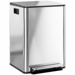 HOMCOM Mülleimer Küche 2x20 L Treteimer mit Softclose-Deckel Pedal Fingerabdruckfreie Edelstahl Mülltrennsystem mit 2 Fächer, recycelbare Abfälle, Abnehmbarer Inneneimer Silber, 41,8x36,7x58cm Silber 2 x 20 L Angebot bei HelloDeals