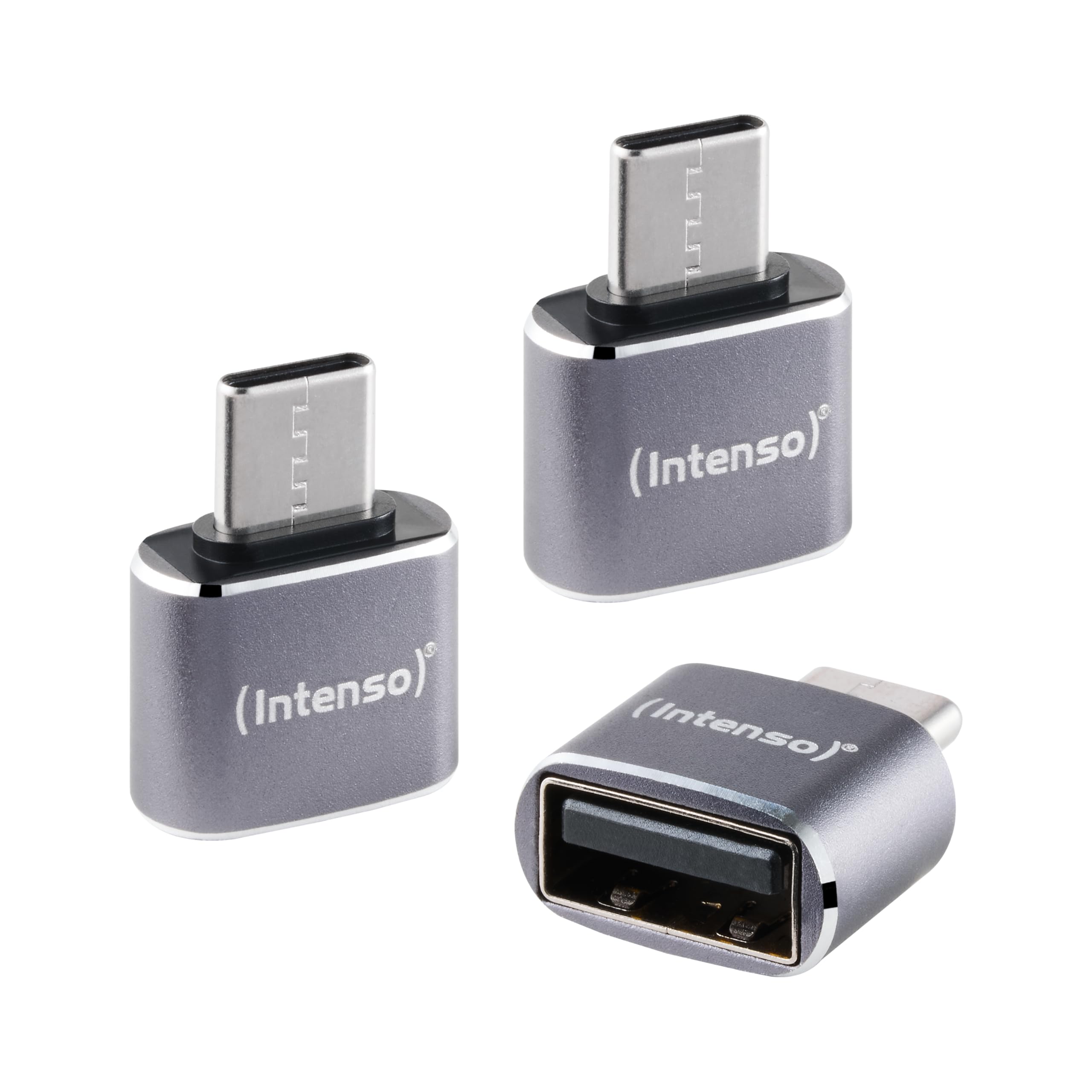 Intenso Adapter USB-A zu USB-C (A480C) 3 Stück, 480 Mbit/s High-Speed USB 2.0, OTG, Aluminium, Grau Angebot bei HelloDeals