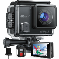 Surfola Action Cam 4K, Unterwasserkamera 40M Wasserdicht 20MP EIS Bildstabilisierun 170° Weitwinkel Helmkamera WiFi Unterwasser Kameras Angebot bei HelloDeals