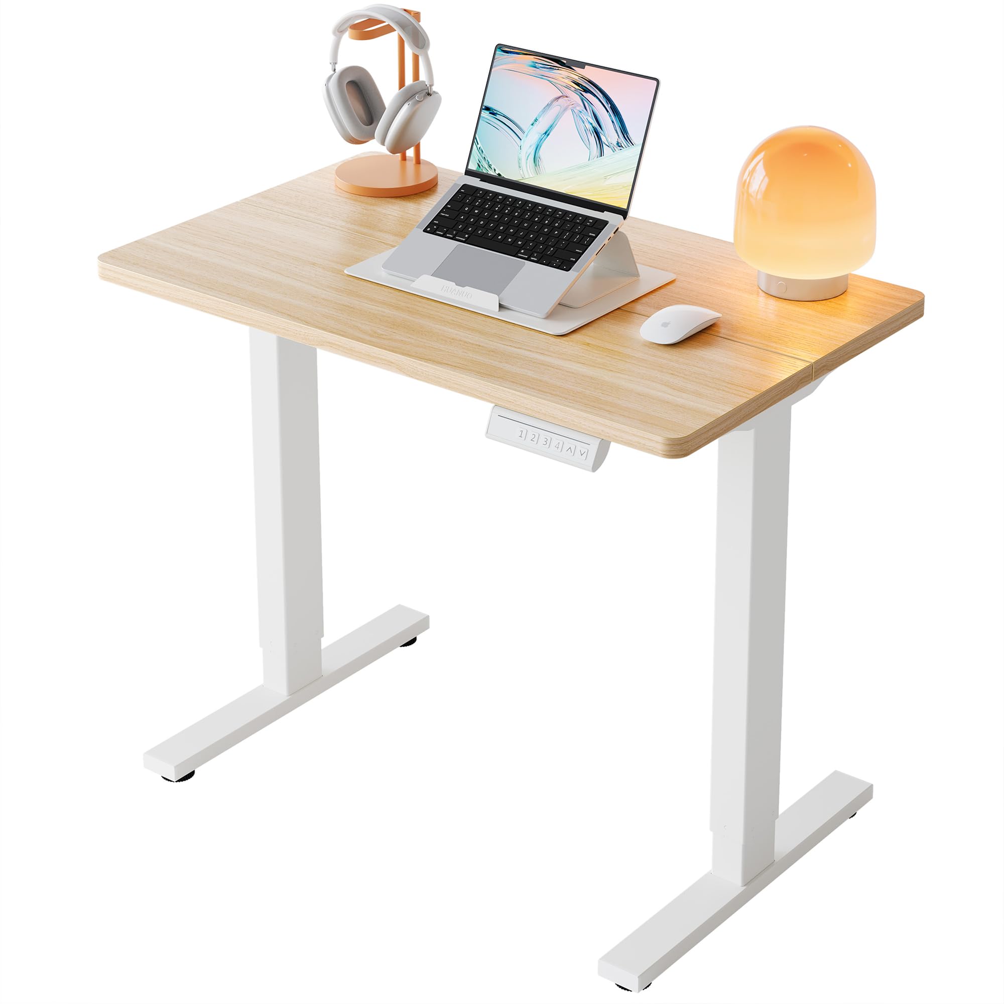 HUANUO Höhenverstellbarer Schreibtisch 80 x 48 cm, 4 Speicherhöheneinstellungen, Elektrischer Schreibtisch für Home Office & Computer-Arbeitsplatz 80 x 48 cm Licht Wulnut Angebot bei HelloDeals