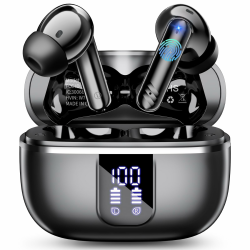 Bluetooth Kopfhörer In Ear, Kabellose Kopfhörer Bluetooth 5.4 mit 4 ENC Mikrofonen, 46 Std Spielzeit LED-Display, IP7 Wasserdicht, Tiefer Bass Touch-Steuerung für Sport Arbeit Reisen, Schwarz Angebot bei HelloDeals