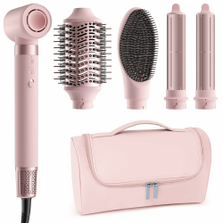 MESCOMB 5 in 1 Airstyler, Professioneller Hairstyler Set mit Ionen Föhn,Auto-Wrap Lockenstab,Volumenbürste,Glätteisen, Zum Schnelltrocknend, Styling, Volumisieren, Locken und Glätten,Mit Reisetasche Kirschblütenrosa 5 in 1 Set Angebot bei HelloDeals