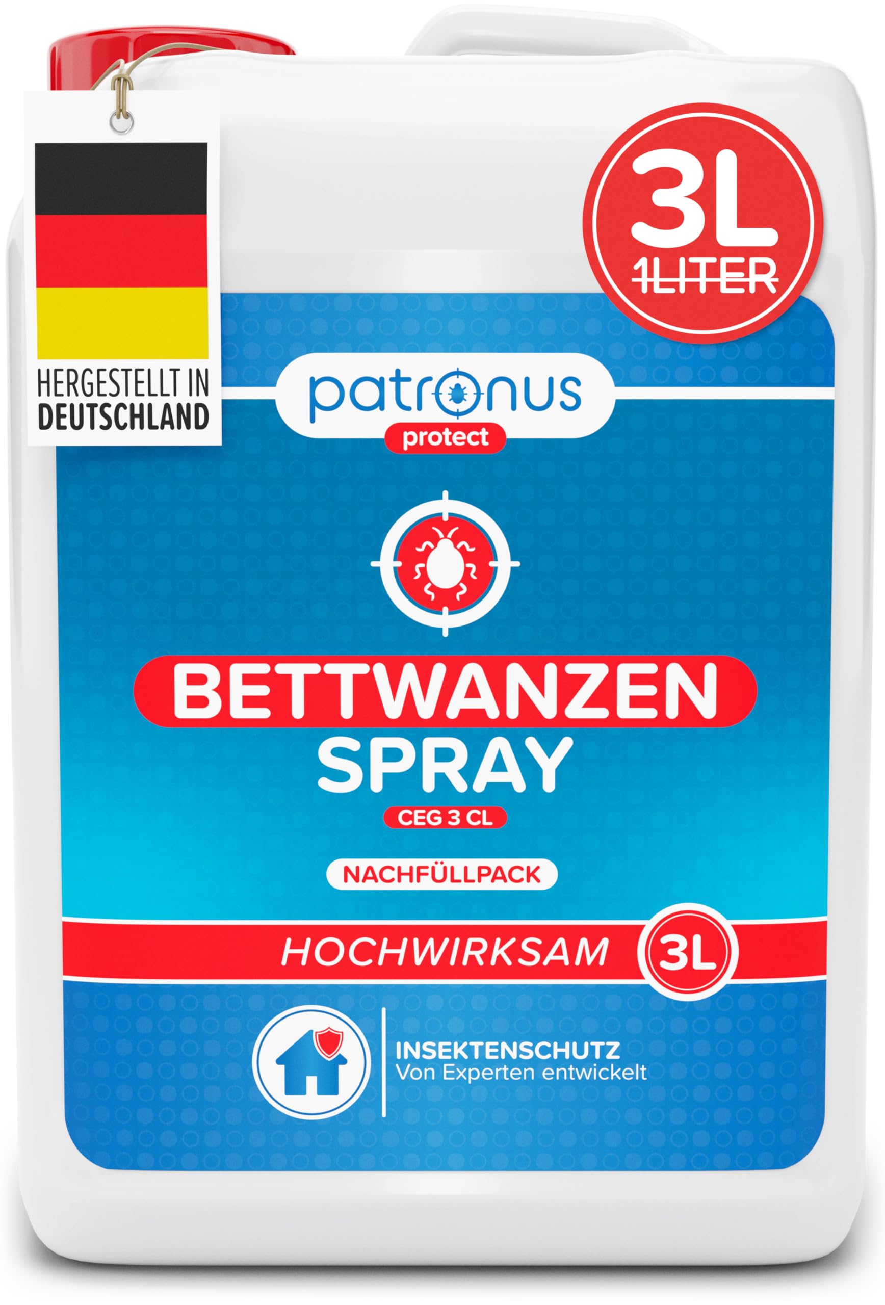Patronus Bettwanzen-Spray zur effektiven Bettwanzen-Abwehr 3 Liter - Sofortschutz-Mittel gegen Bettwanzen - mit dezentem Eukalyptus/-Zitrusduft - hochwirksam & laborgeprüft Zitrone 3 l (1er Pack) Angebot bei HelloDeals