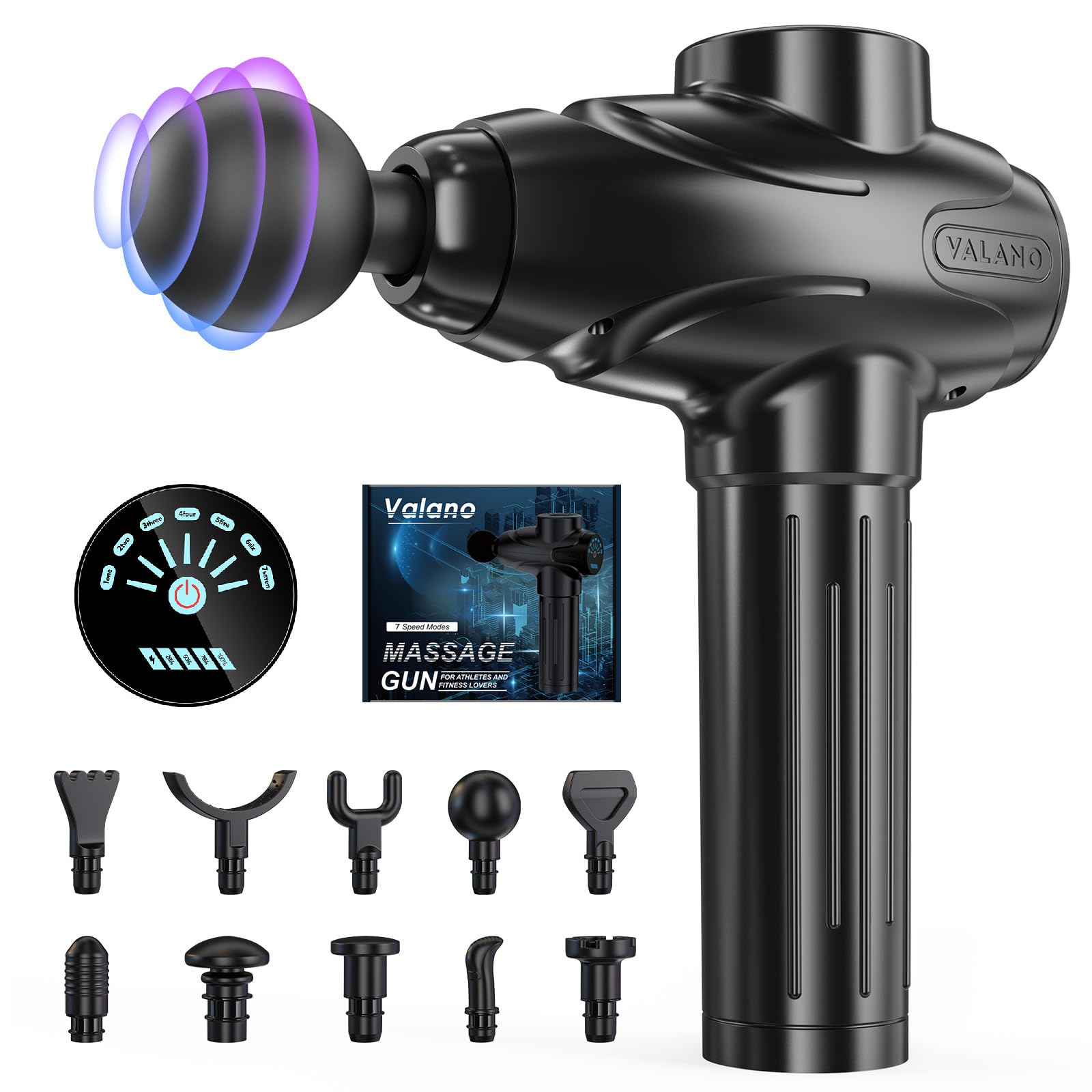 Massagepistole, Massagegeräte Masagegäret Pistole Mit 10 Massageköpfen Massage Gun Percussion Muskel Massagegerät mit 7 Geschwindigkeiten Einstellbar Masagepistoll Massage Pistole (1) Angebot bei HelloDeals