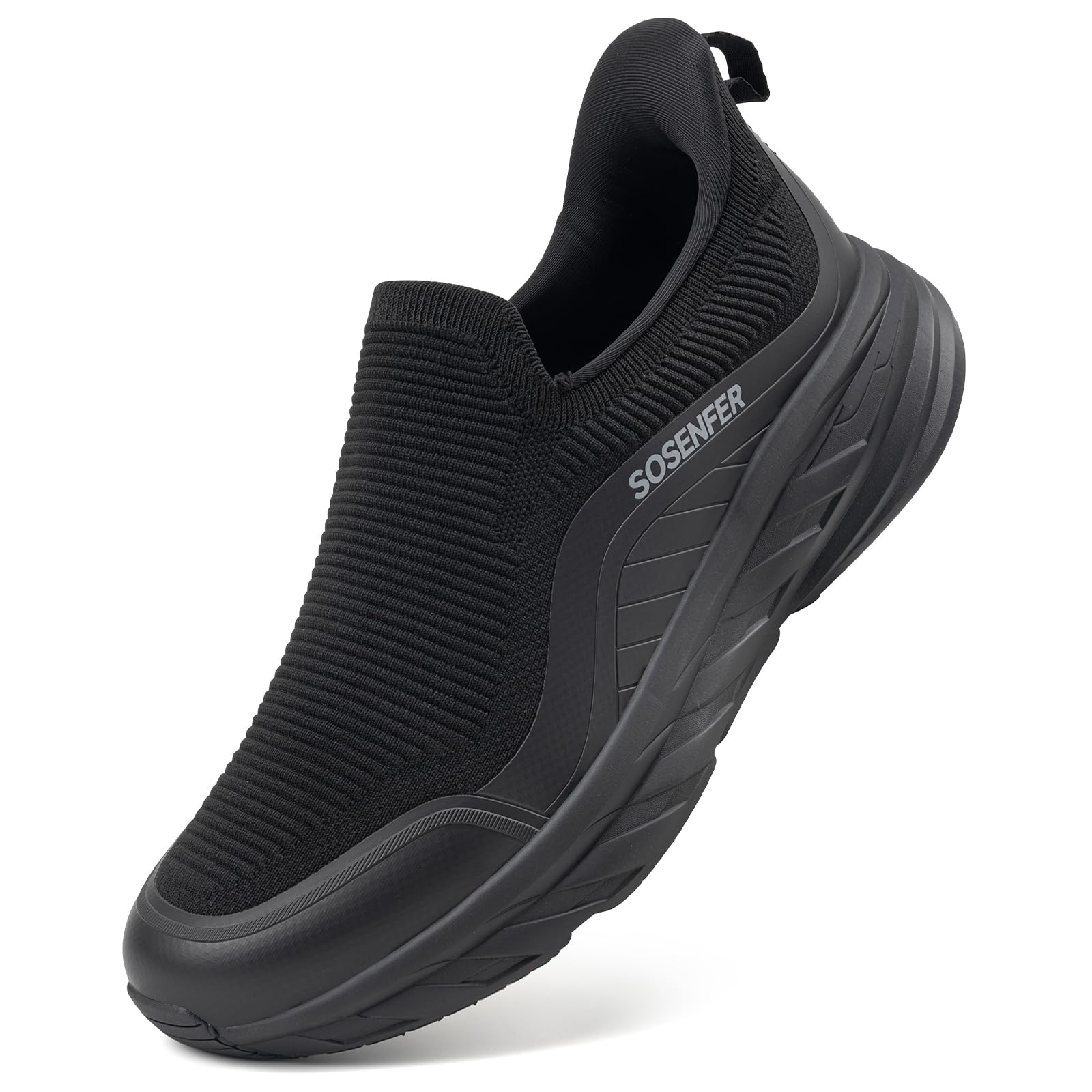 Sosenfer Herren Walkingschuhe Slip On Sneaker Herren Ohne Schnürsenkel Turnschuhe Atmungsaktive Hände frei Freizeitschuhe Leichte Outdoor Straßenlaufschuhe gr.40-46 1659 Dunkelschuwarz 44 EU Angebot bei HelloDeals