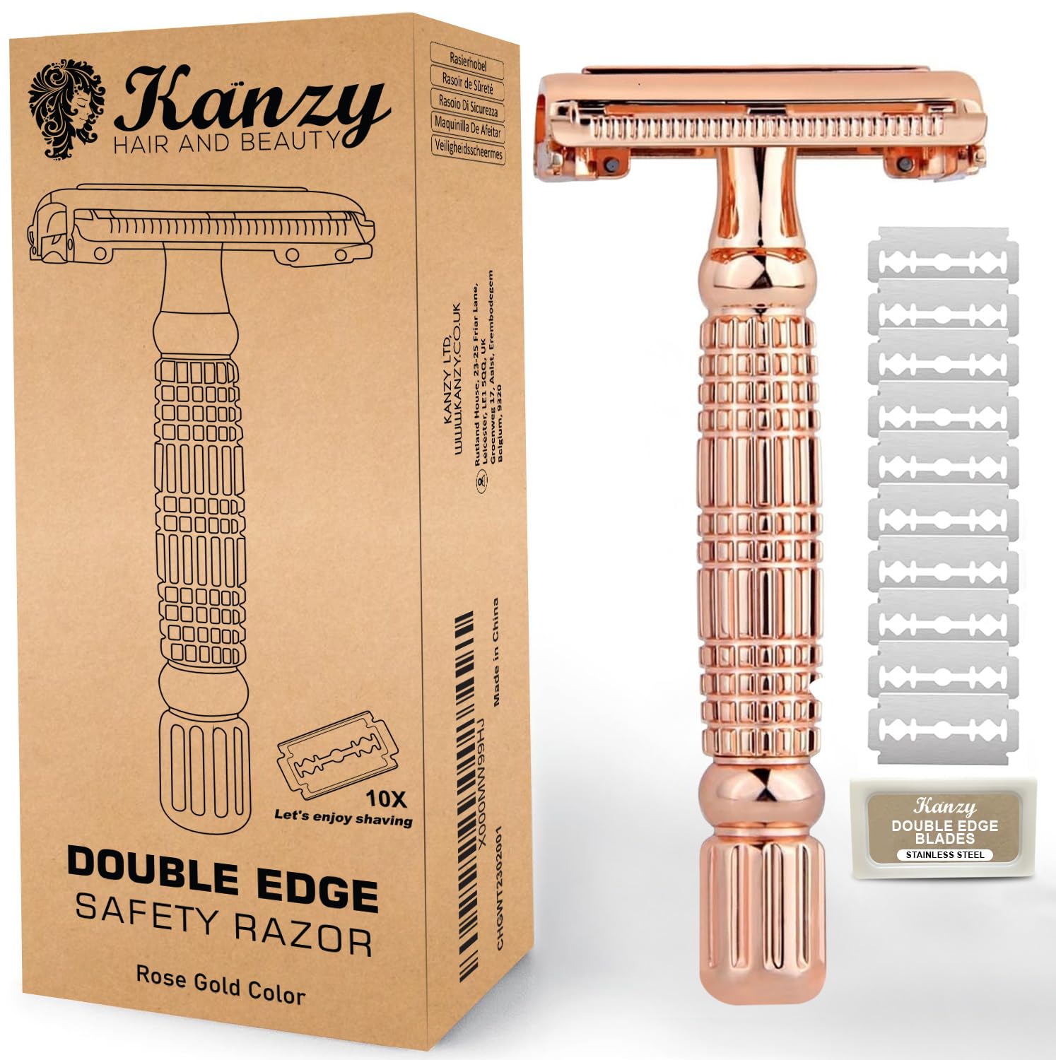 Kanzy Rasierhobel Damen und Herren Butterfly Edelstahl Nassrasierer Sicherheitsrasierer Arbeitet mit allen Doppelkante Rasierer Klingen Safety Razor Rosegold Angebot bei HelloDeals