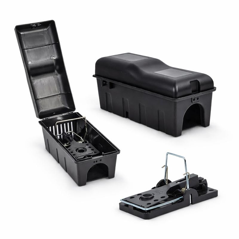 Rattenfalle Set – 2× Rattenköderbox & 2× Schlagfalle | Sichere Rattenbekämpfung für Haus, Keller & Garten | Schnelle Hilfe bei Rattenproblemen | ohne Rattengift Angebot bei HelloDeals