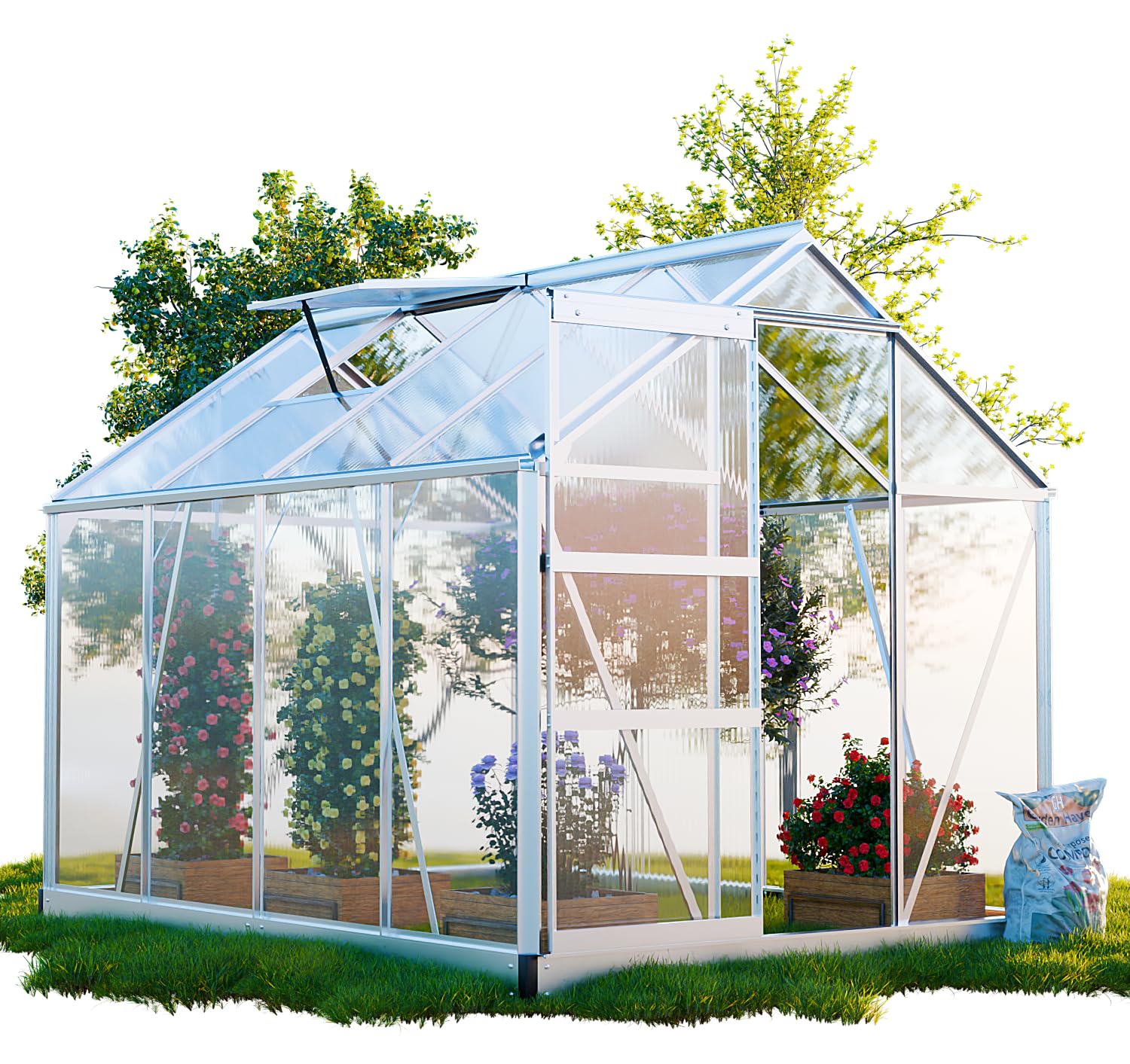Gewächshaus Neapel 250x190cm für den Garten, Alu Frühbeet inklusive Fundament, 2 Dachfenster Treibhaus Aufzucht Pflanzenhaus Tomatenhaus 4,75m² UV-Schutz Angebot bei HelloDeals