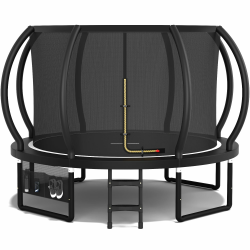 Devoko Trampolin Outdoor Ø 228/305/366/427/488 cm, GS-Zertifikat, Kindertrampolin Gartentrampolin mit Sicherheitsnetz, Rundes Riesentrampolin mit Leiter und Schuhbeutel 305 cm Schwarz Angebot bei HelloDeals