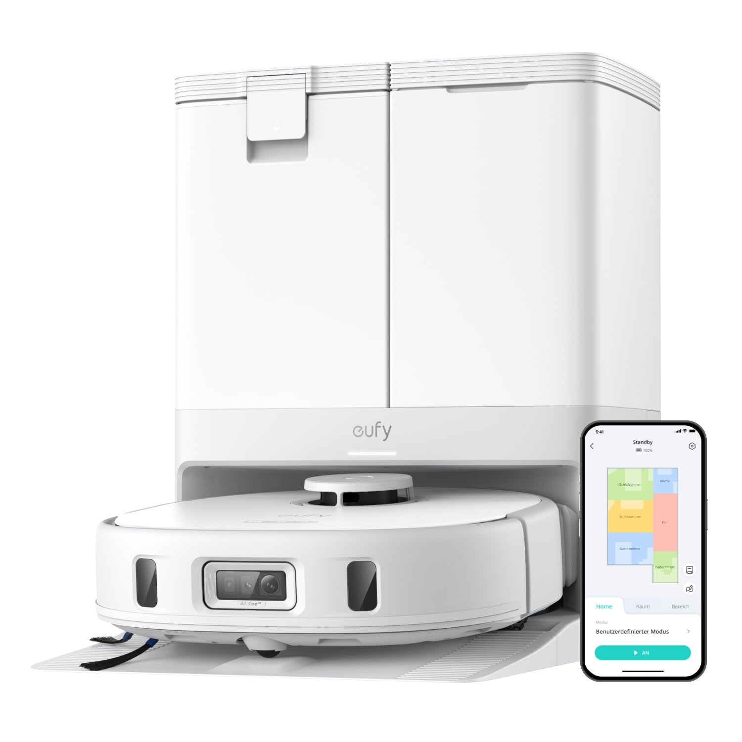 eufy X10 Pro Omni Saugroboter mit Wischfunktion & All-in-One-Station, 8.000Pa, Auto-Absaugen/Befüllen, 2× Auto-Lift-Mopp mit Waschen/Trocknen, Aktive Hindernisvermeidung (Generalüberholt) Angebot bei HelloDeals