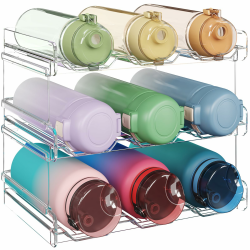 Lifewit Stapelbar Flaschenhalter für 9 Flaschen, Kunststoff Flaschen Organizer für Schrank Gefrierschrank Vorratskammer Kühlschrank Küchenarbeitsplatte, Flaschenregal Weinregal 28 x 24 cm/11×9" 9-bottle (2 tier) Angebot bei HelloDeals