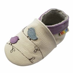 YALION Krabbelschuh Babyschuh Lauflernschuh Jungen Mädchen Baby Weicher Flexibles Leder mit Mokassins Wildledersohlen Elastische Knöchel Lederpuschen 6-12 Monate Weiß Vögel Angebot bei HelloDeals