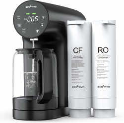 Ecoviva Auftisch Osmoseanlage, Trinkwasser Umkehrosmoseanlage mit 5-stufige Filtration, Echtzeit-TDS-Monitor, 3:1 Rein zu Abfluss, Mobil Umkehrosmose Wasserfilter Null-Installation WP-RO-200G Schwarz Angebot bei HelloDeals