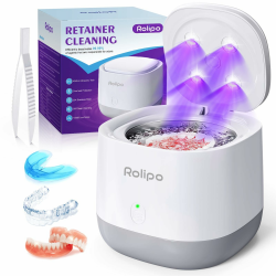 Rolipo Ultraschallreinigungsgerät 45kHz für Zahnschiene Prothesen 320ml Edelstahl Ultraschallbad mit 4 UV-Lichtern Ultrasonic Cleaner für Retainer Mundschutz Schmuck Zahnbürstenkopf Zahnersatz 320ml Weiß Angebot bei HelloDeals