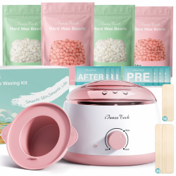 Waxing-Set,Wachs Haarentfernung für Frauen: iFanzeTech Wachswärmer mit 400g Wax, Ganzkörper Haarentfernung mit Warmwachs, Langanhaltend glatt, Heißwachsgerät-Rosa Angebot bei HelloDeals