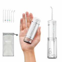 Reise Munddusche Kabellos Zahnreinigung: Oral Irrigator mit 5 Modi, 180ML Wassertank IPX7 Wasserdicht Elektrische Zahnreiniger, Wasser Zahnseide mit 6 Tipps für Reinigung Reisen nach Hause Weiß Angebot bei HelloDeals