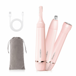 HEBECA Nasenhaartrimmer für Frauen 3-in-1 Elektrische Gesichtsharentfernung Wiederaufladbare Augenbrauenrasierer Elektrisch Portble Wasserdichte Gesichtsrasierer Rasierer (Rosa) Angebot bei HelloDeals