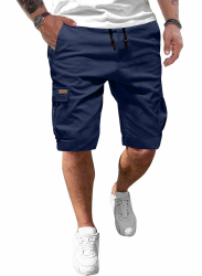 JMIERR Kurze Hosen Herren Baumwolle Cargo Shorts Herren Sommer Freizeithose mit Taschen S B Blau Angebot bei HelloDeals
