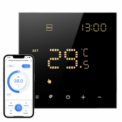 Smart WiFi Thermostat für Wasser-Fußbodenheizung und Gasboiler, Programmierbar Raumthermostat Unterstützen Alexa, Google Home Sprachsteuerung und Smart Life App Fernbedienung (2,4-GHz-WiFi) Schwarz Wasser-Fußbodenheizung Thermostat Angebot bei HelloDeals