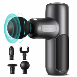arboleaf Massagepistole mini Massage Gun 0,39kg mit 5 Geschwidigkeiten & 4 Massageköpfe, Handmassagegerät 3200U/Min mit flüsterleisem Motor, Muskelpistole für Zuhause, Fitness und Reisen Grau Angebot bei HelloDeals
