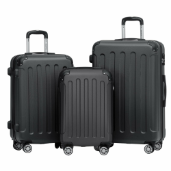 BEIBYE Hartschalen-Koffer Trolley Rollkoffer Reisekoffer Handgepäck 4 Rollen (M-L-XL-Set) (Schwarz, Set) Schwarz Set Angebot bei HelloDeals