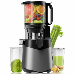 Canoly Entsafter, 400W Slow Juicer, Saftpresse mit 140mm Großer Fütterungsrutsche für Ganze Gemüse und Obst, 2L Füllvolumen, Kaltpresse Hohe Saftausbeute, Leicht zu reinigen, BPA-Frei, Deep Grey Klassisches Grau-1 Angebot bei HelloDeals