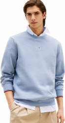 Tommy Hilfiger Herren Sweatshirt Logo Crewneck Rundhalsausschnitt S Blue (Brisk Blue) Angebot bei HelloDeals