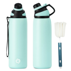 Fjbottle Edelstahl Trinkflasche Sport mit Magnetischem Deckel 1L, 800ml, 600ml, 400ml BPA-Frei Auslaufsichere Kinder Flasche - Kohlensäure geeignet 1500ML Wasserflasche Thermo für Schule, Fitness Grün 1000 ml Angebot bei HelloDeals