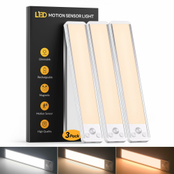 Schrankbeleuchtung Led Bewegungssensor 20CM | 3 Farben 2700-6000K & Dimmbare Unterbauleuchte Küche Lichtleiste | Wiederaufladbare & Magnetische Kabellos Licht für Kleiderschrank, Regal(3 Stück) 3-farbtemperaturen 20CM-3Stück Angebot bei HelloDeals
