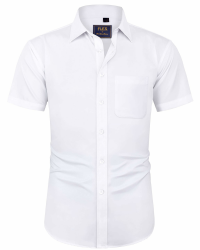 J.VER Herren Hemd Kurzarm Freizeithemd mit Tasche Regular fit Businesshemd Bügelleichte Oberteile Männer Modern M Weiß Angebot bei HelloDeals
