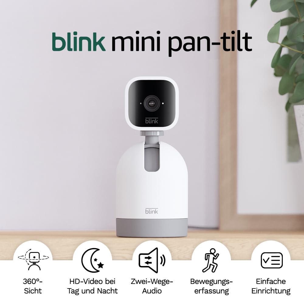 Blink Mini Pan-Tilt Camera | Bewegliche Plug-in-Überwachungskamera für den Innenbereich, Zwei-Wege-Audio, HD-Video, Bewegungserfassung, Funktioniert mit Alexa (weiß) Weiß Blink Mini mit Pan-Tilt Angebot bei HelloDeals
