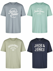 JACK & JONES Tshirt Herren Regular Fit JJLINO 4er Pack Set Pack Rundhals Kurzarm Sommer Tee Shirt Print Schwarz Weiß Grün Rot Blau Grau S M L XL XXL 3XL S Pack 1 Angebot bei HelloDeals
