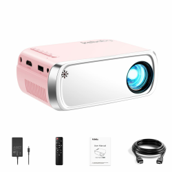 Tragbarer Beamer, ksbaby Außen projektor, LED-ästhetischer Video-Mini projektor für tragbare Filme im Freien Mini Beamer, kompatibel mit HDMI, USB, Laptop, TV-Stick, iOS und Android-Telefon Hellrosa Angebot bei HelloDeals